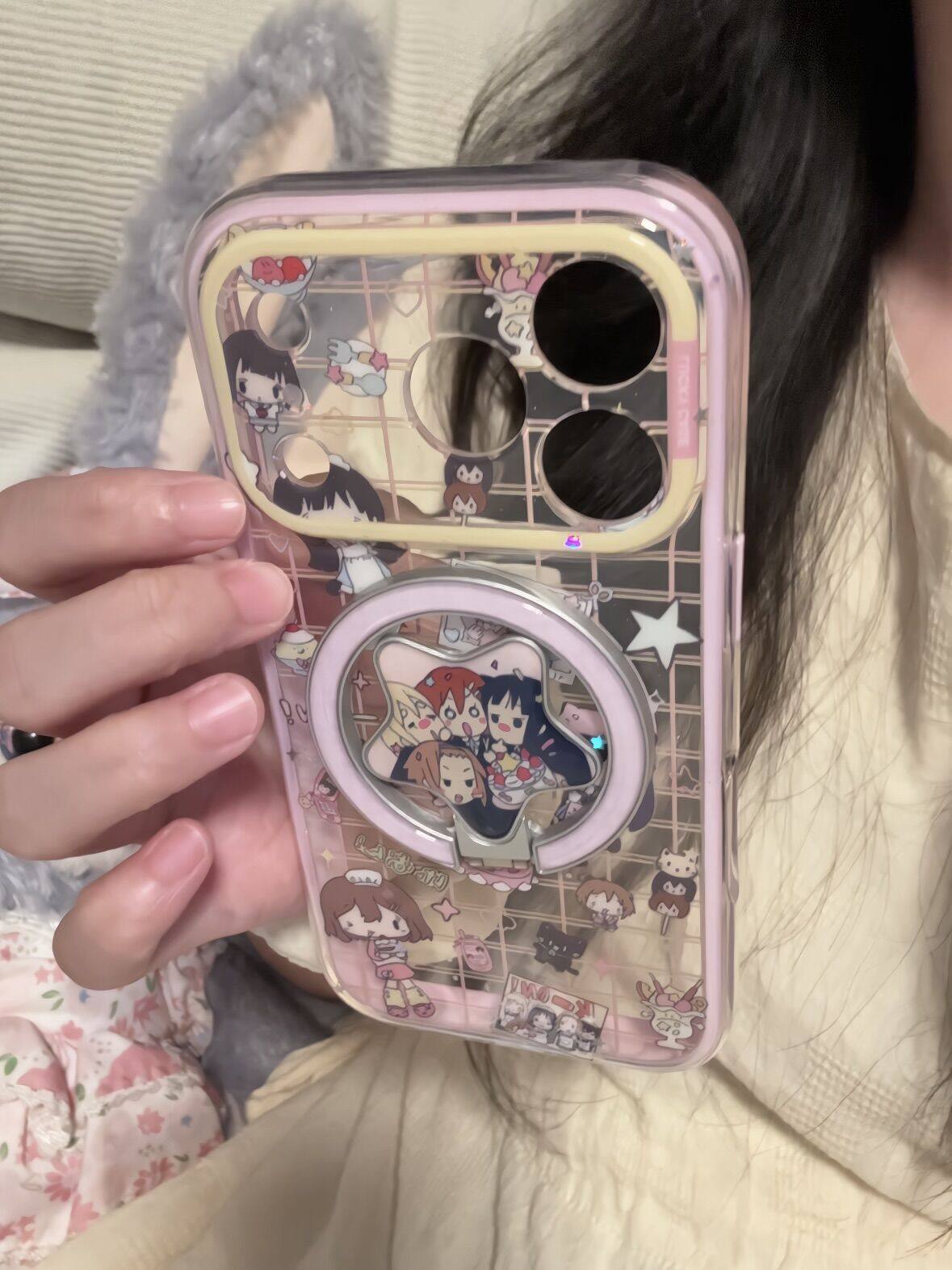 Ameigas Pink Plaid Magnetic Stand Phone Case