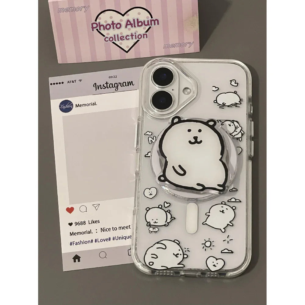 Ameigas Chubby Bear Magnetic Phone Case with Stand - Ameigas