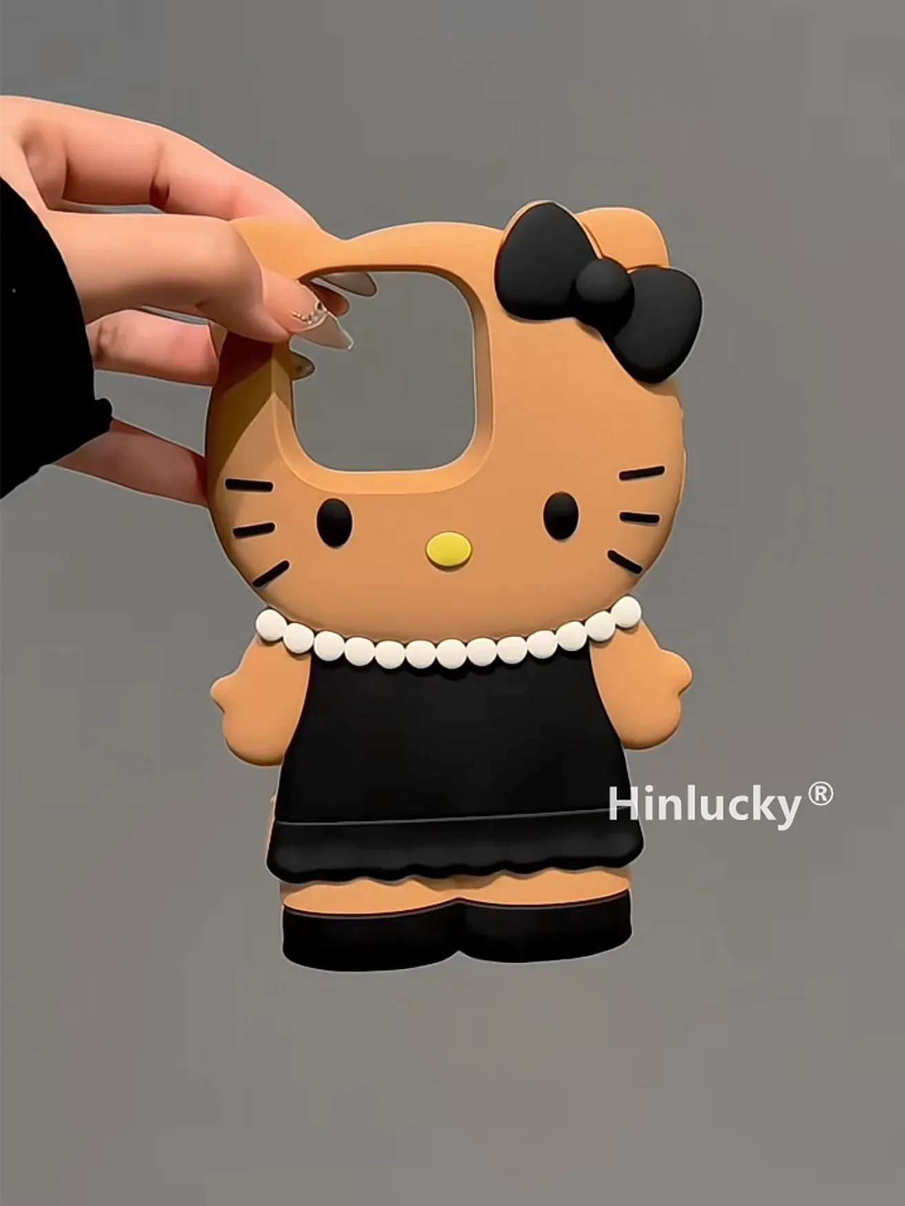 Ameigas Couture Kitty Case - Black Dress & Leather Cat Silicone Cover - Ameigas