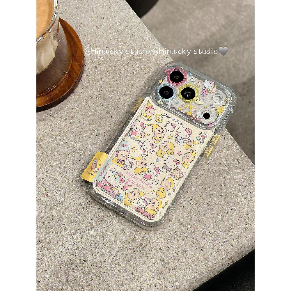 Ameigas Celestial Bow-Kitty Case - Starry Character with Floral Leather Accent & MagSafe - Ameigas