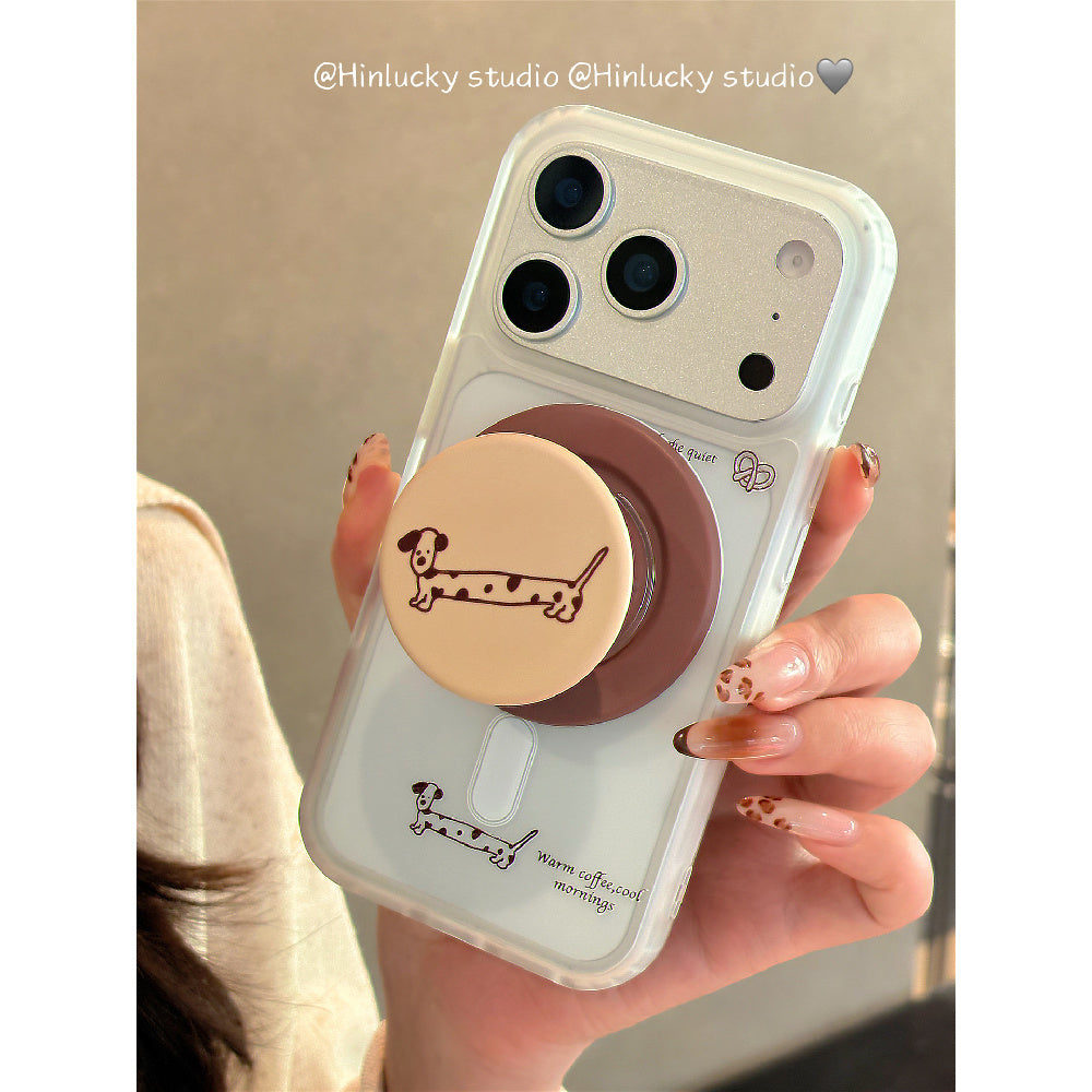 Ameigas Doodle Dash Stand Case - Minimalist Dachshund Drawing MagSafe Cover