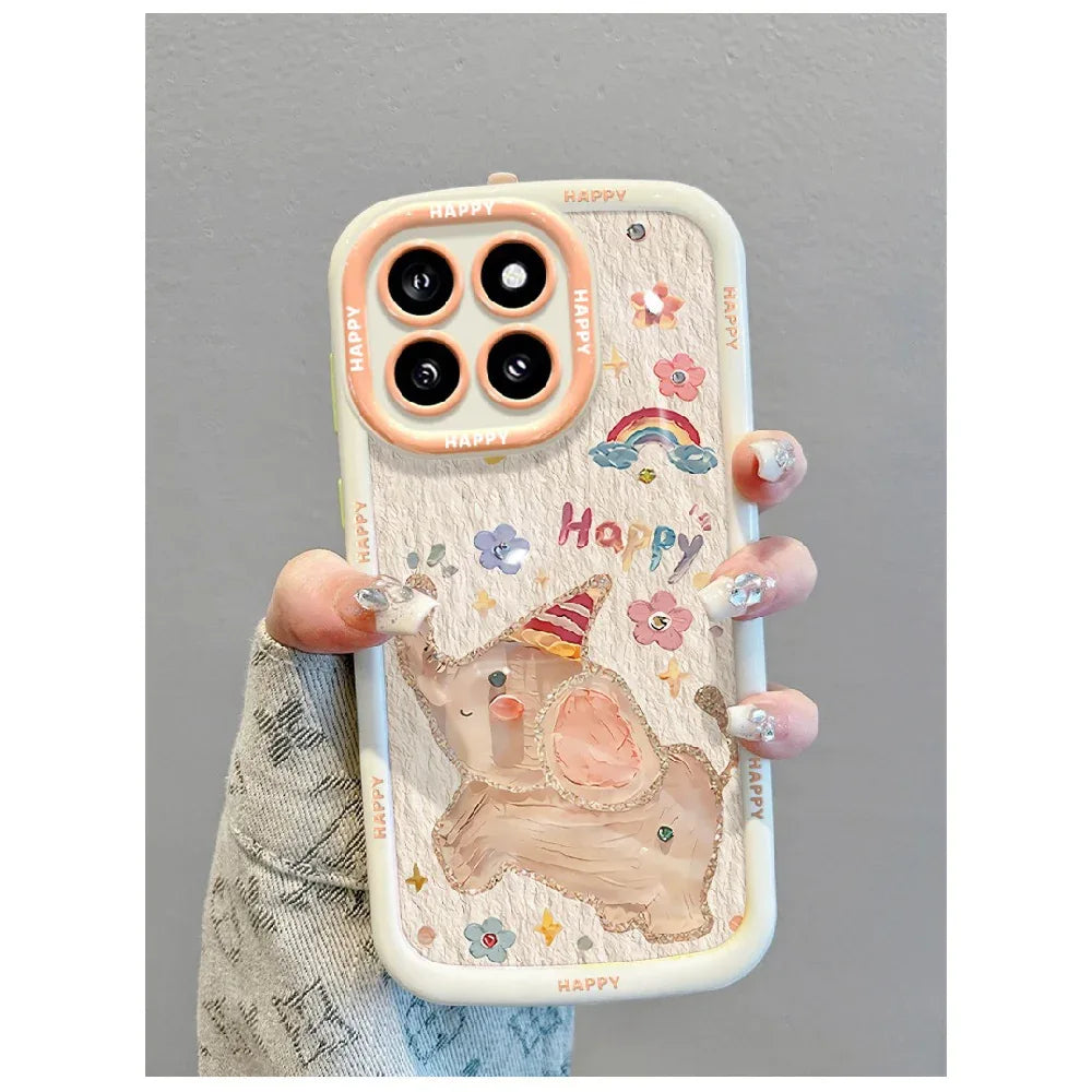 Ameigas Cartoon Elephant Puffy Case for iPhone 17 Pro Max