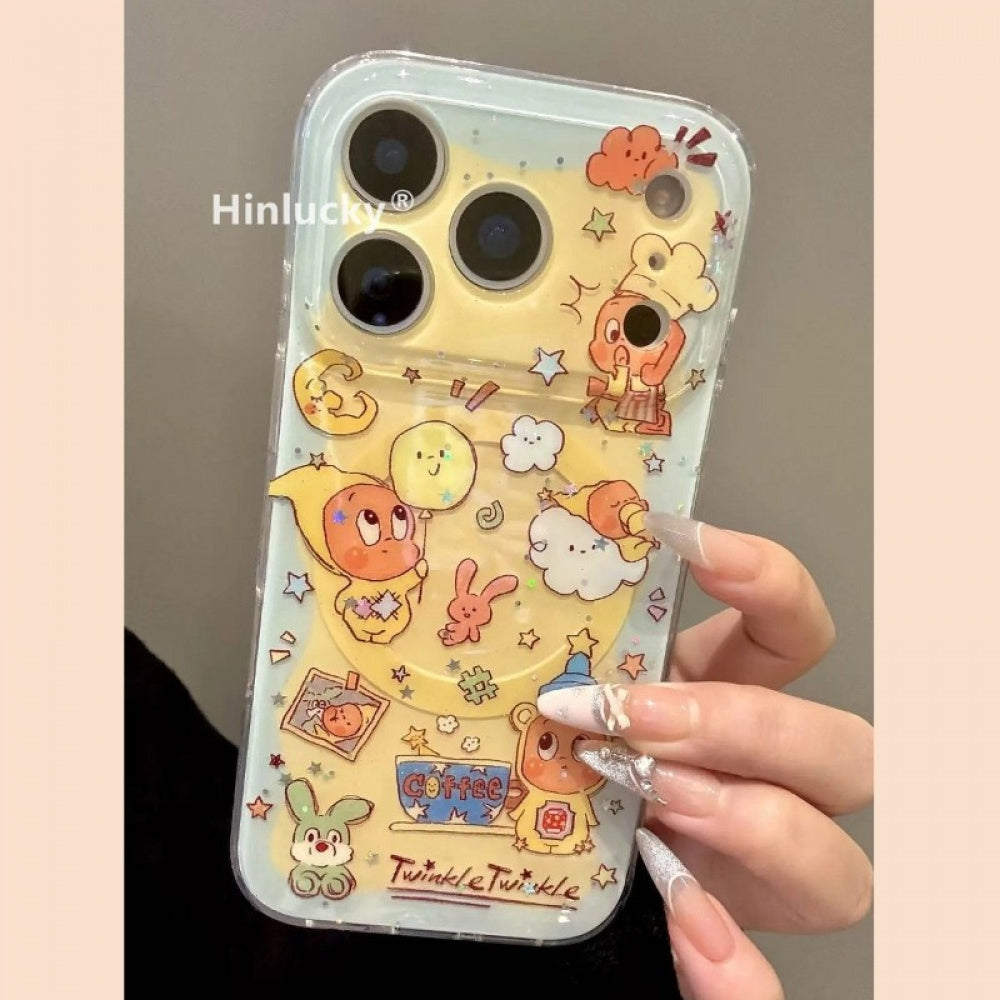 Ameigas Wobble Star-Balloon Case - Bobbling Character with Glitter & Magnetic Stand