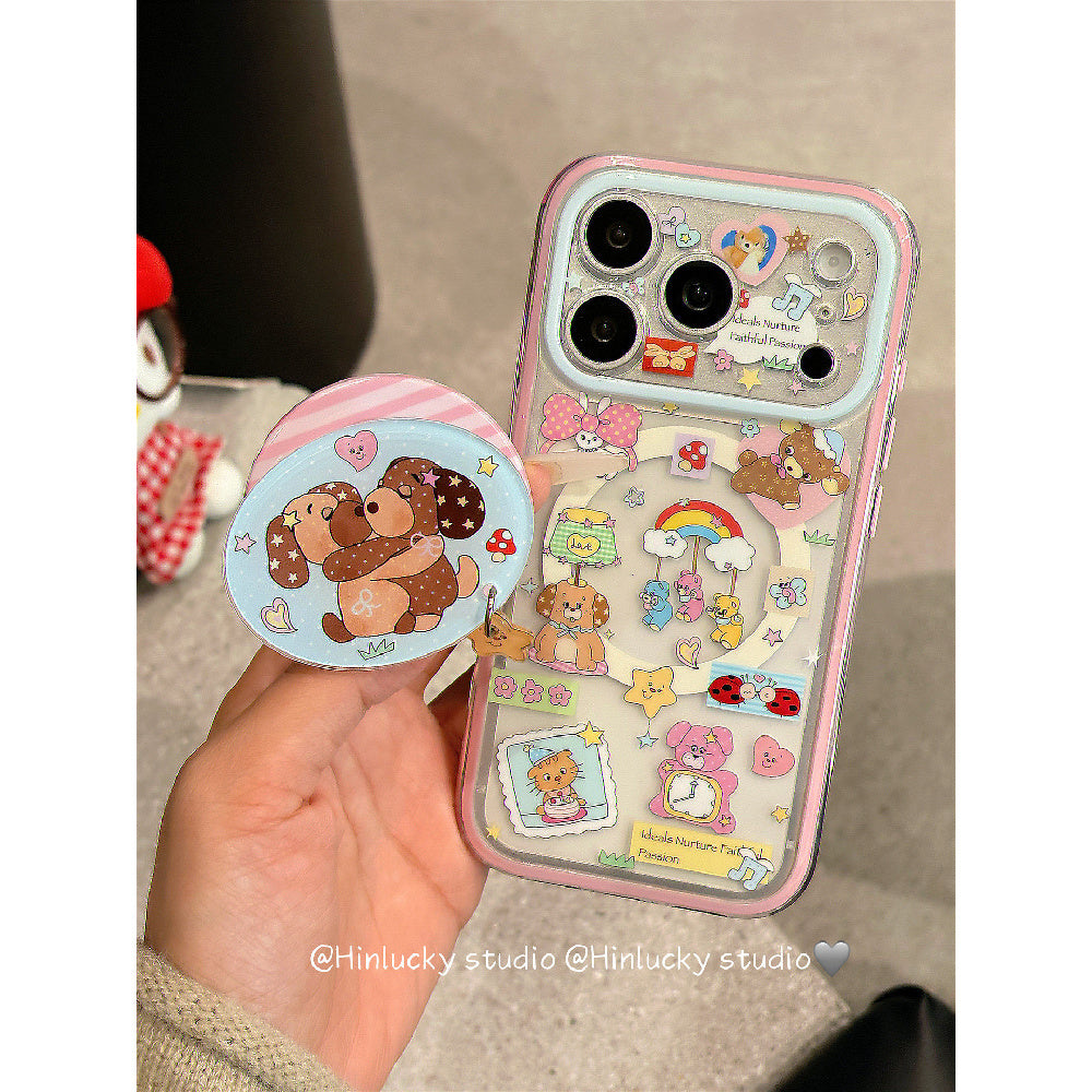 Ameigas Playful Pup Deco Case - Mix & Match Puppy Stickers with MagSafe Stand