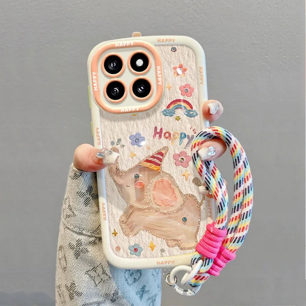 Ameigas Cartoon Elephant Puffy Case for iPhone 17 Pro Max – Cute Couple Full-Cover Shockproof Phone Case - Ameigas