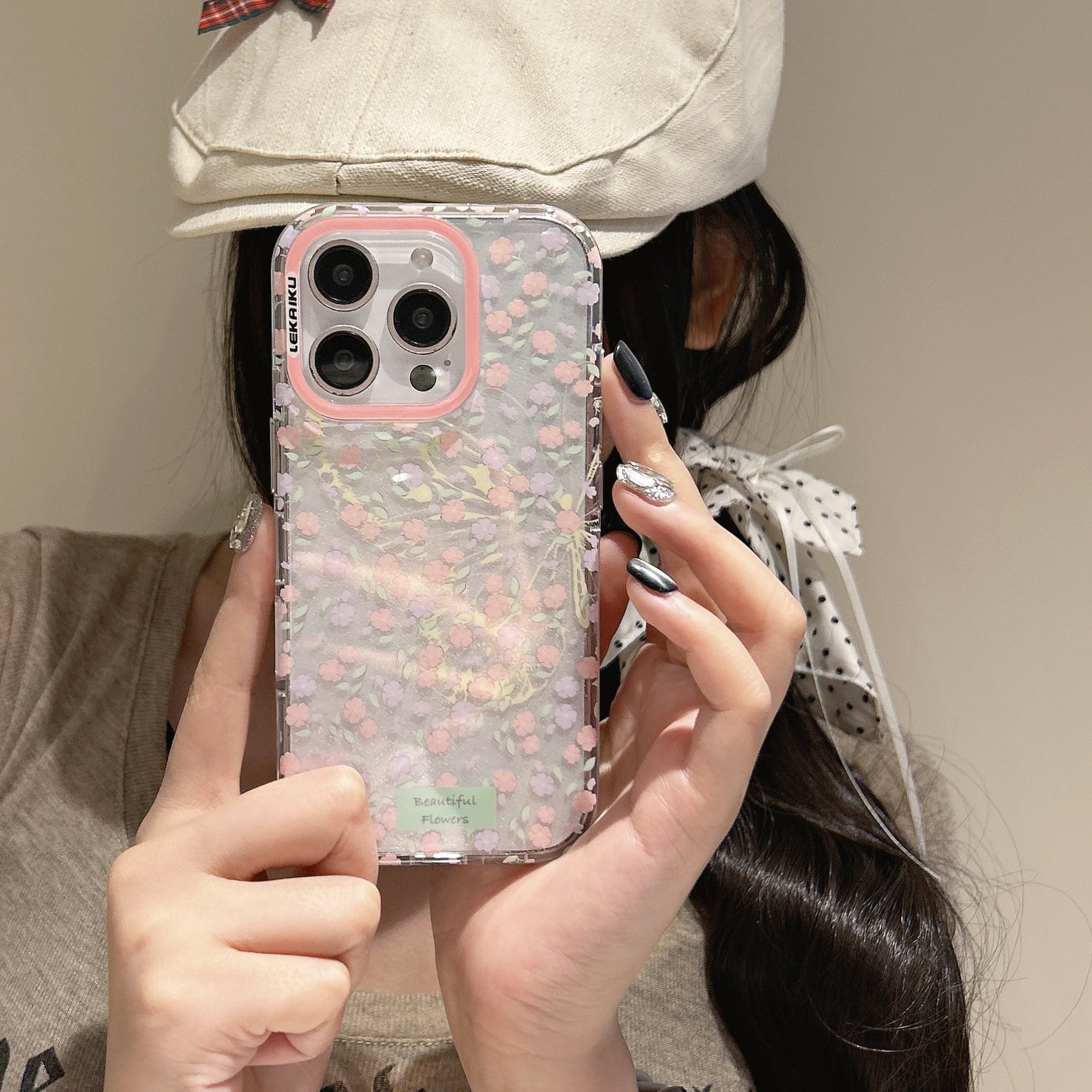 Ameigas Full Screen Flowers & Butterflies Protective Phone Case