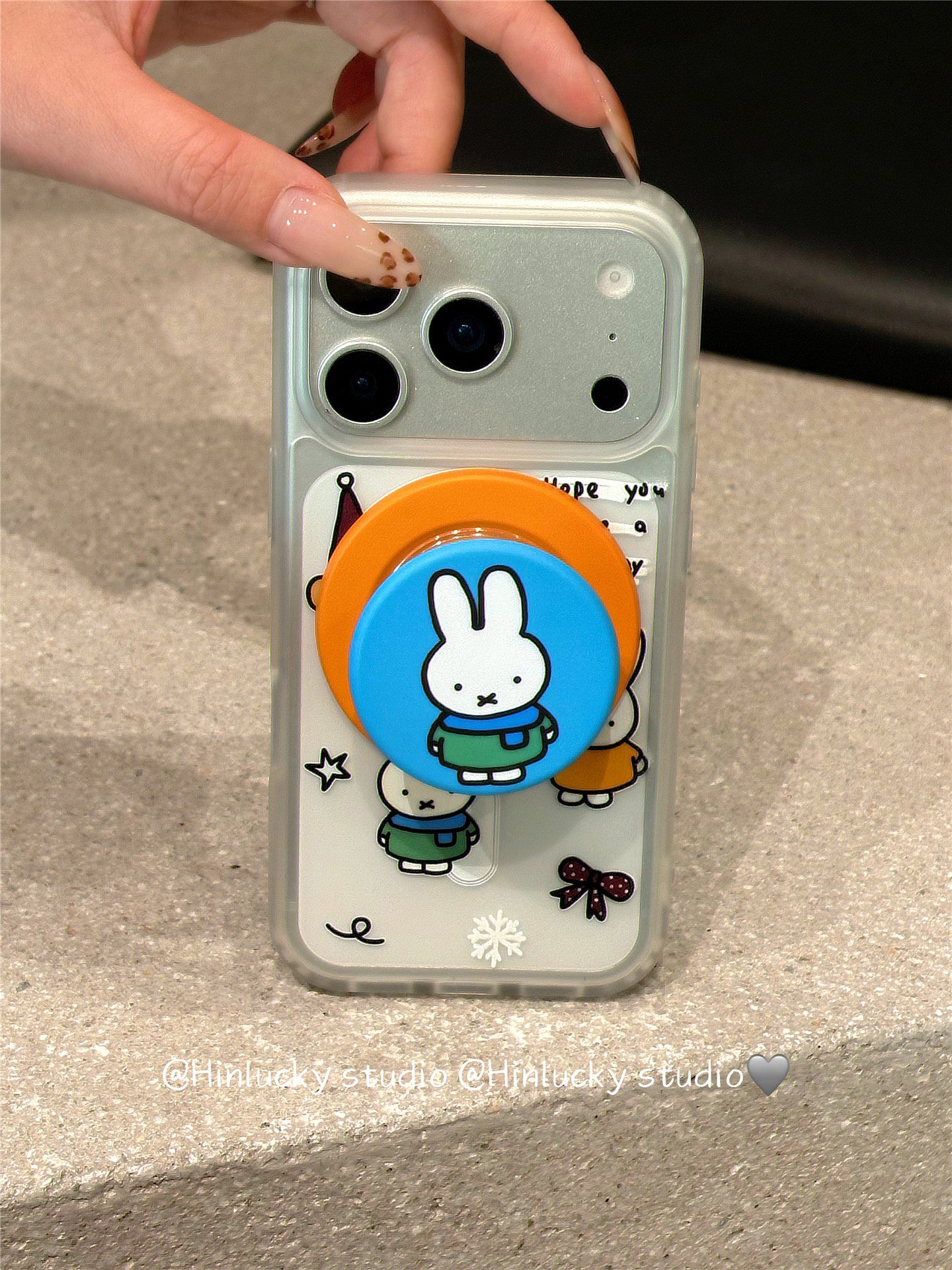 Ameigas Miffy-Inspired Stand Case - Japanese Korean Cute Bunny MagSafe Cover