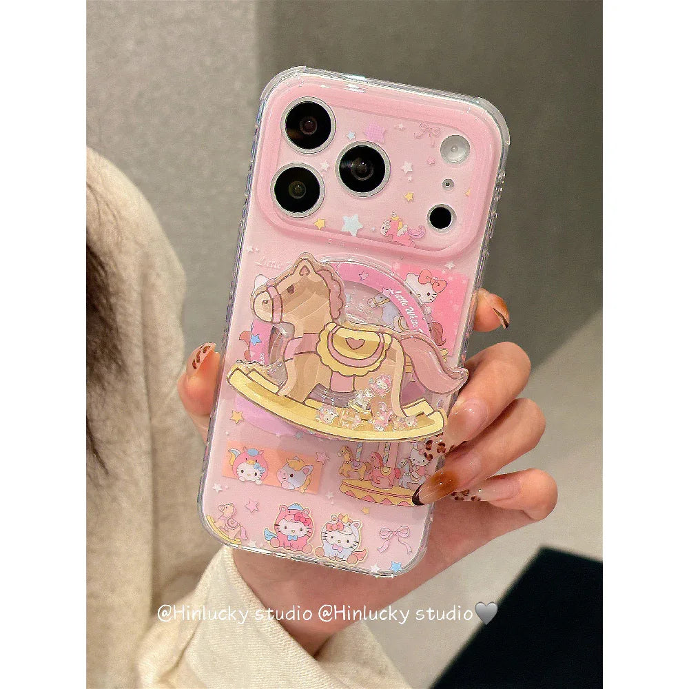 Ameigas Cute Carousel Cat Magnetic Stand Phone Case - Ameigas