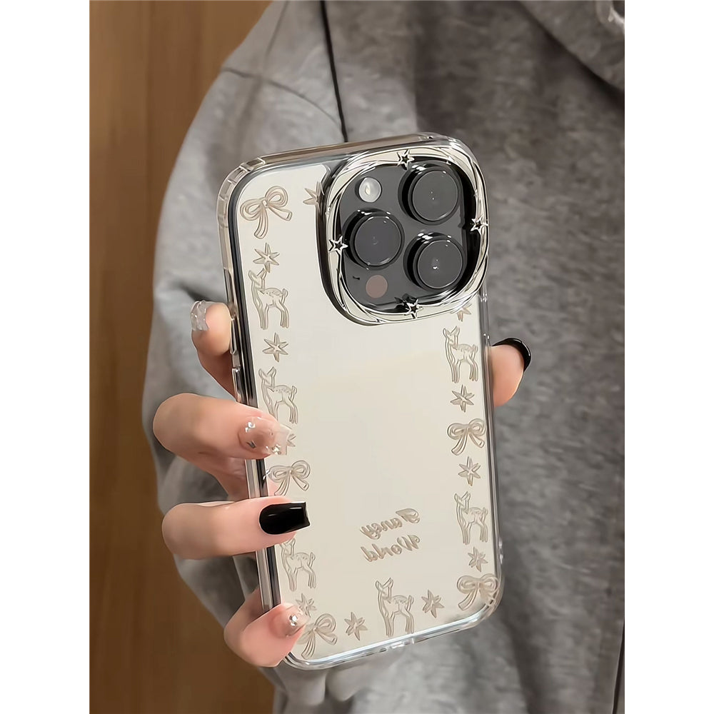 Ameigas Frostglow Fawn Case - Mirror Frame with Deer & Bow, Star Lens Accent