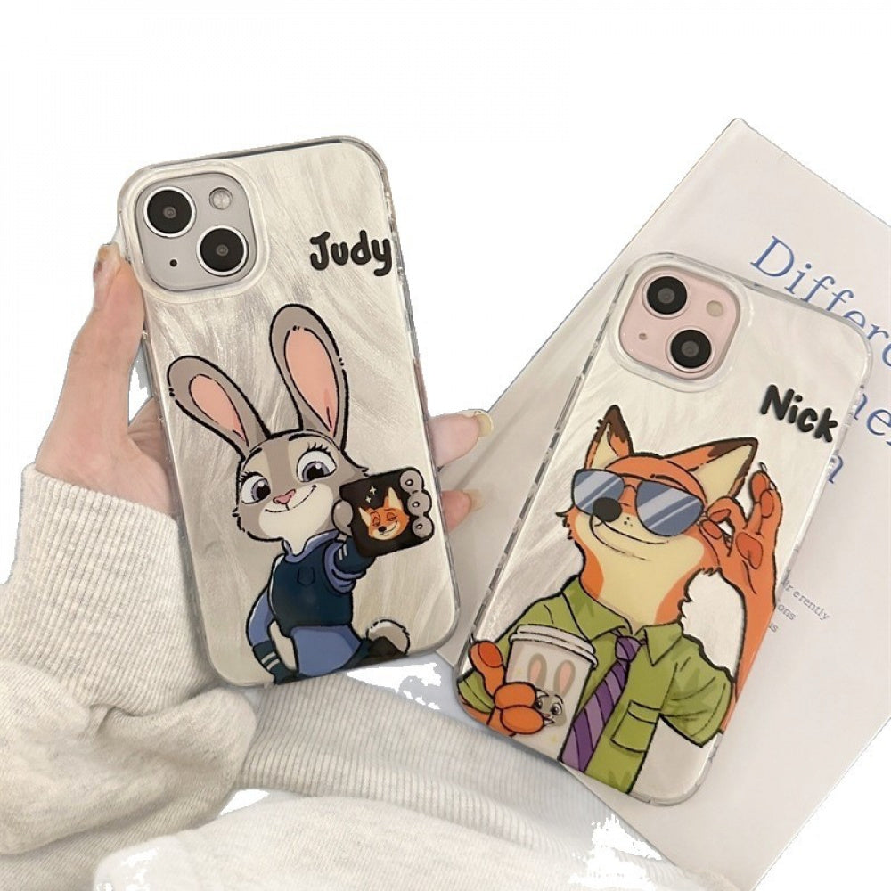 Ameigas Zootopia Judy & Nick Mirror Phone Case for iPhone