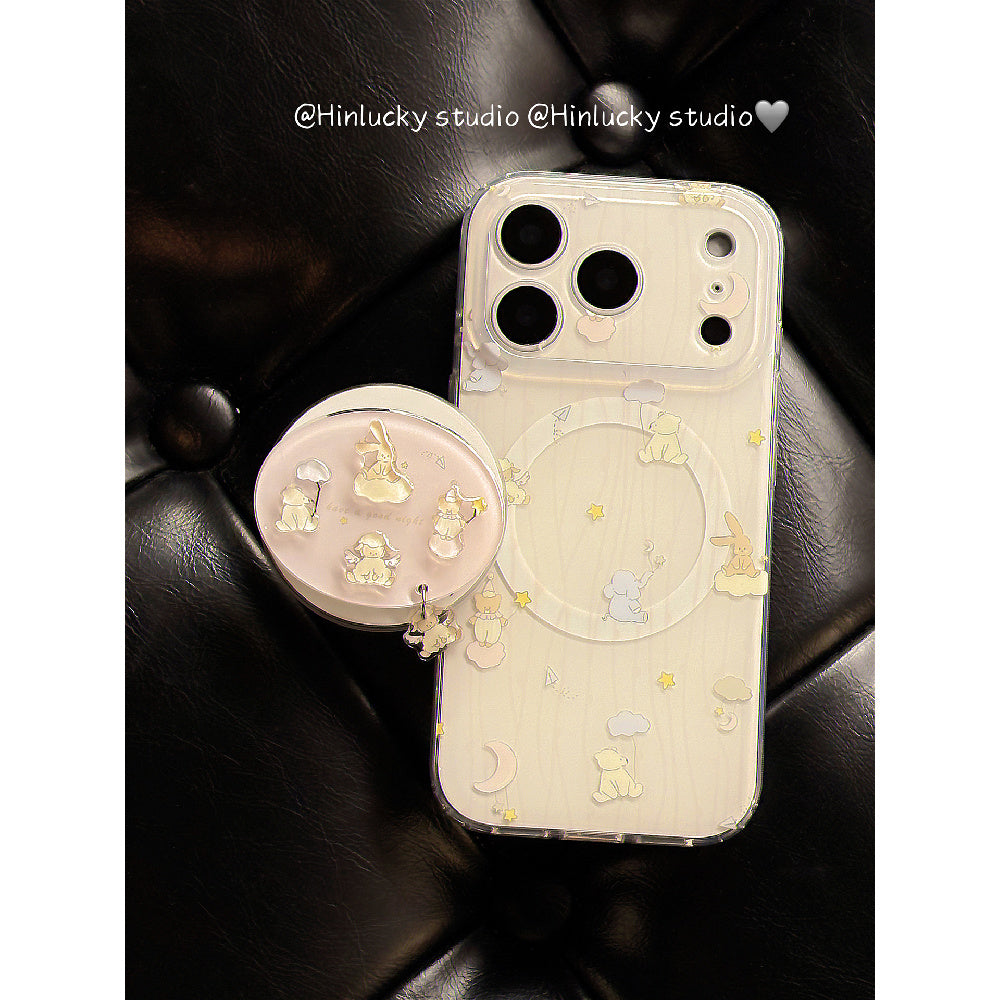 Ameigas Stripe Buddy Stand Case - Cute Cartoon Animal MagSafe Cover with Full Guard