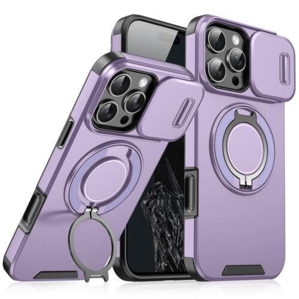 Ameigas Slide Camera Cover Rugged Phone Case with Ring Stand