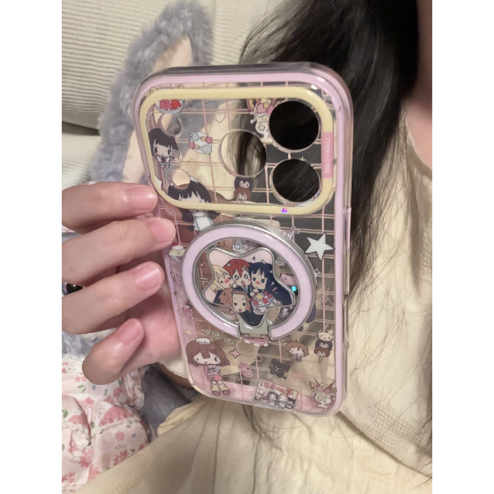 Ameigas Pink Plaid Magnetic Stand Phone Case