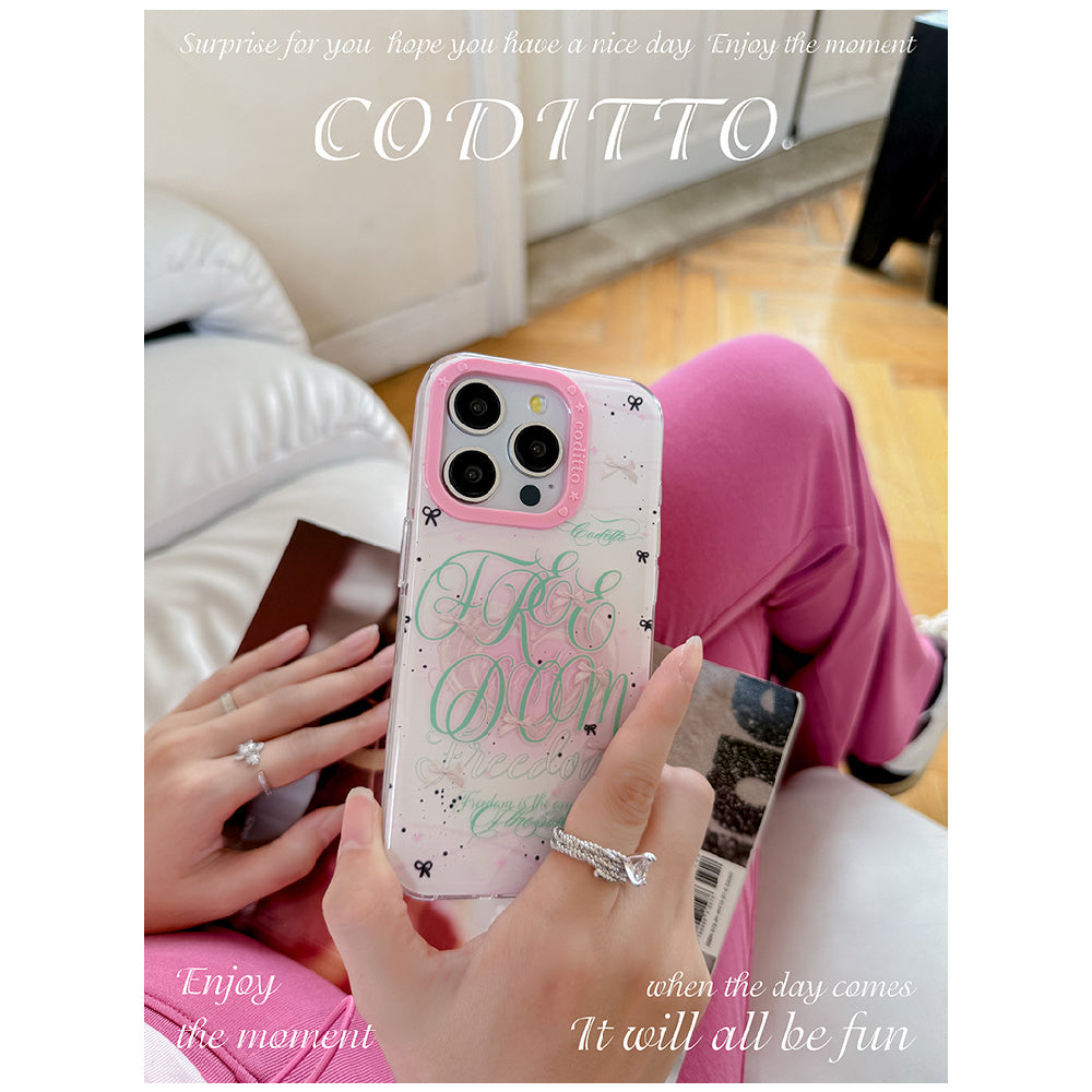 Ameigas Mint Garden Double-Layer Floral Case for iPhone 17 Pro Max / 16 Pro Max / 15 Pro / 14 / 13 – Ins Style Art Phone Cover