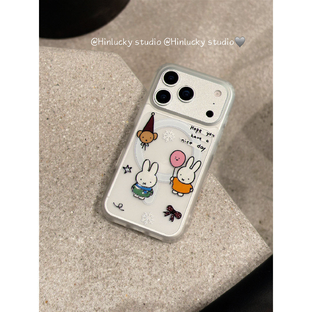 Ameigas Miffy-Inspired Stand Case - Japanese Korean Cute Bunny MagSafe Cover