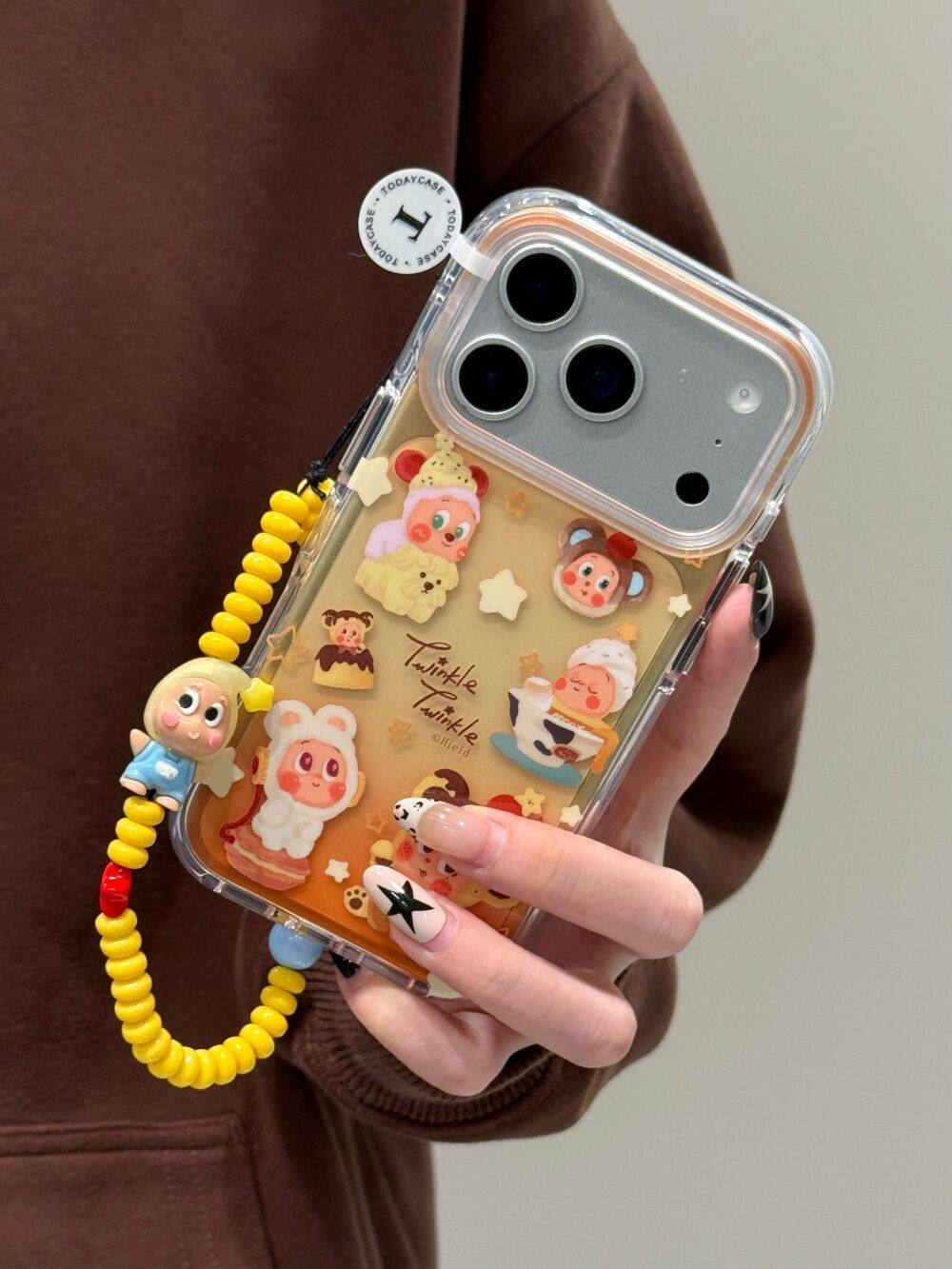 Ameigas Gradient Orange Star Character Clear Phone Case