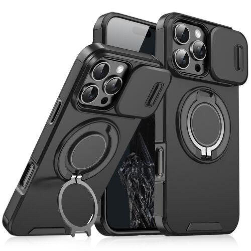 Ameigas Slide Camera Cover Rugged Phone Case with Ring Stand