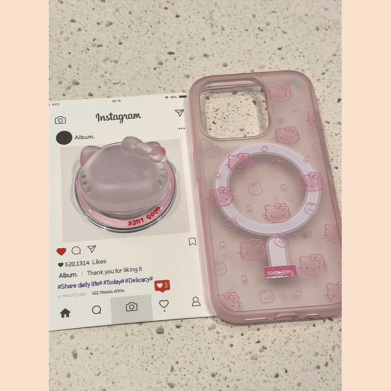 Ameigas Pink Cat Galaxy Acrylic Magnetic Stand Protective Case