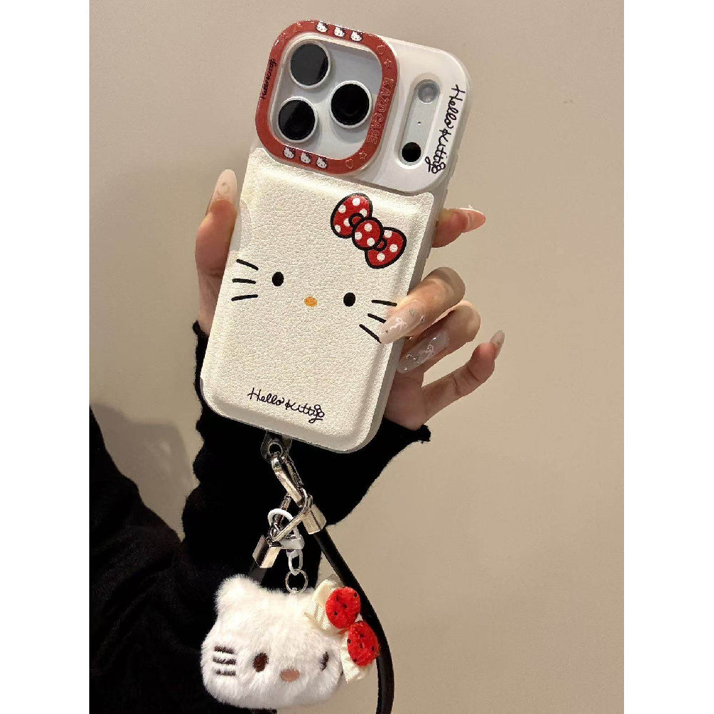 Ameigas Korean Style Cat Flip Case - Cute Emoji Cat Design with Front Cover & Mirror