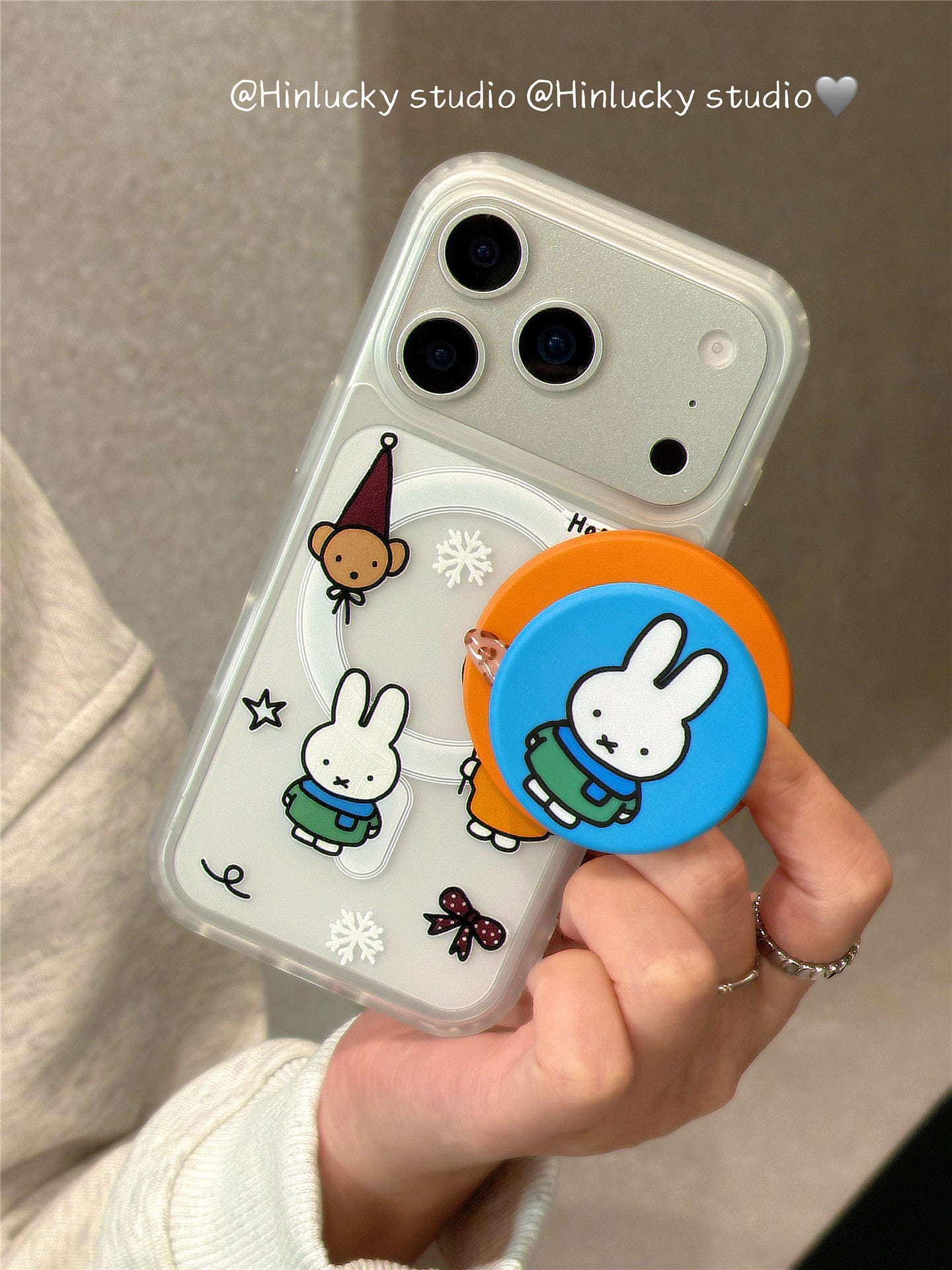 Ameigas Miffy-Inspired Stand Case - Japanese Korean Cute Bunny MagSafe Cover