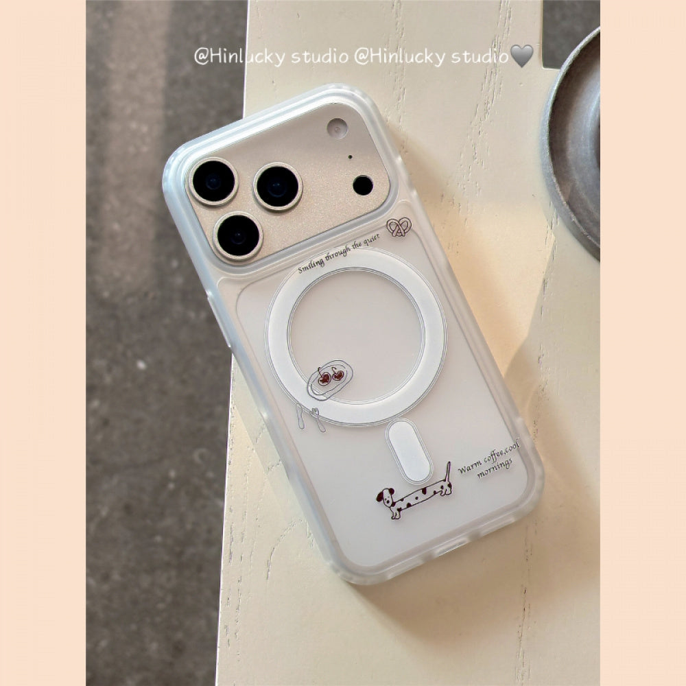 Ameigas Doodle Dash Stand Case - Minimalist Dachshund Drawing MagSafe Cover