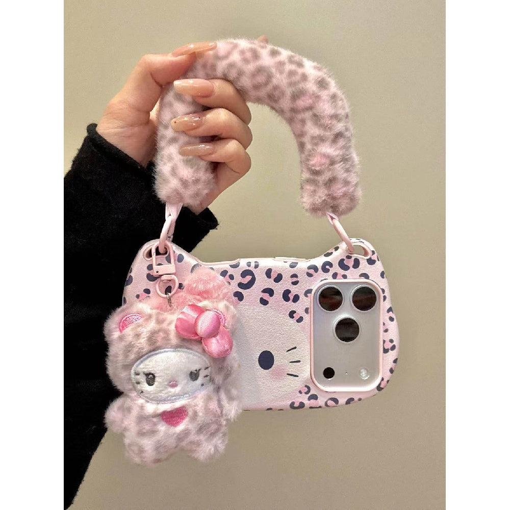 Ameigas Retro Pink & Yellow Leopard Cat Expression Phone Case