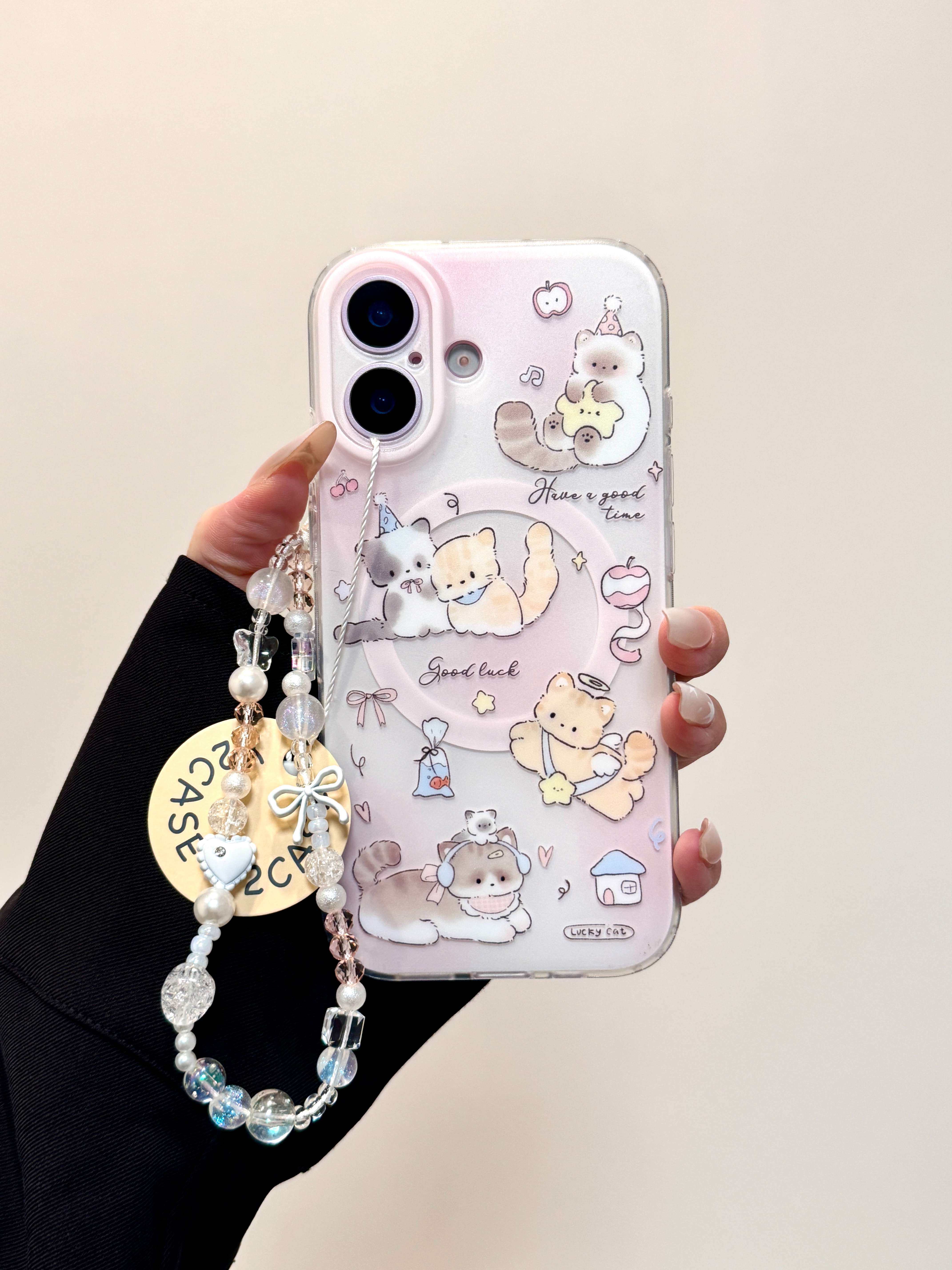 Ameigas Wobble Kitten Case - Super Cute Cartoon Cat with Magnetic Spring & Pop Out Stand