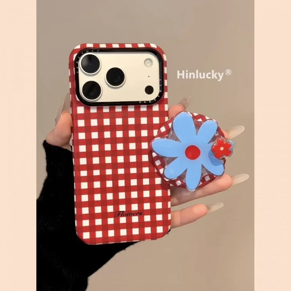 Ameigas Carnival Bloom Case - Spinning Gingham Flower MagSafe Cover - Ameigas