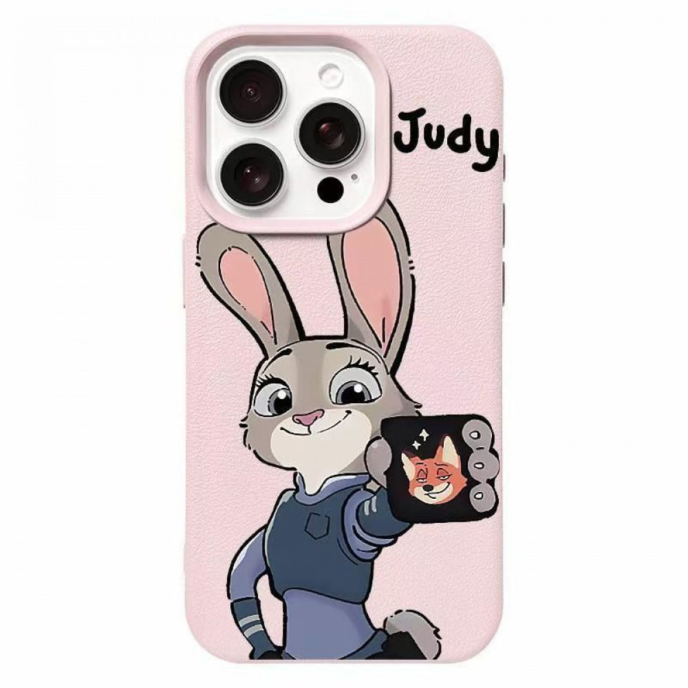 Ameigas Rabbit Police Officer Leather Phone Case with Lychee Pattern