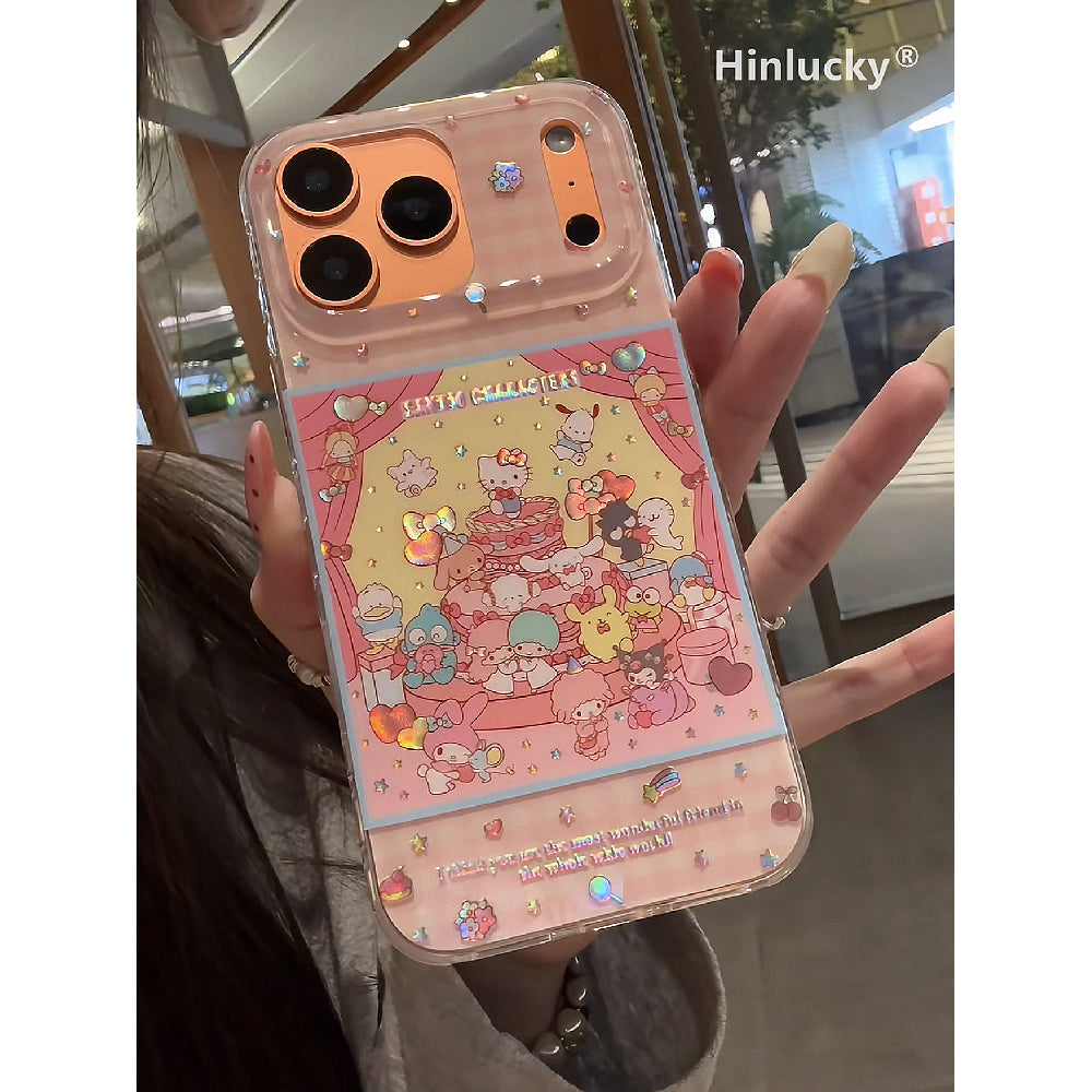 Ameigas Pink Checkered Gilded Party Phone Case