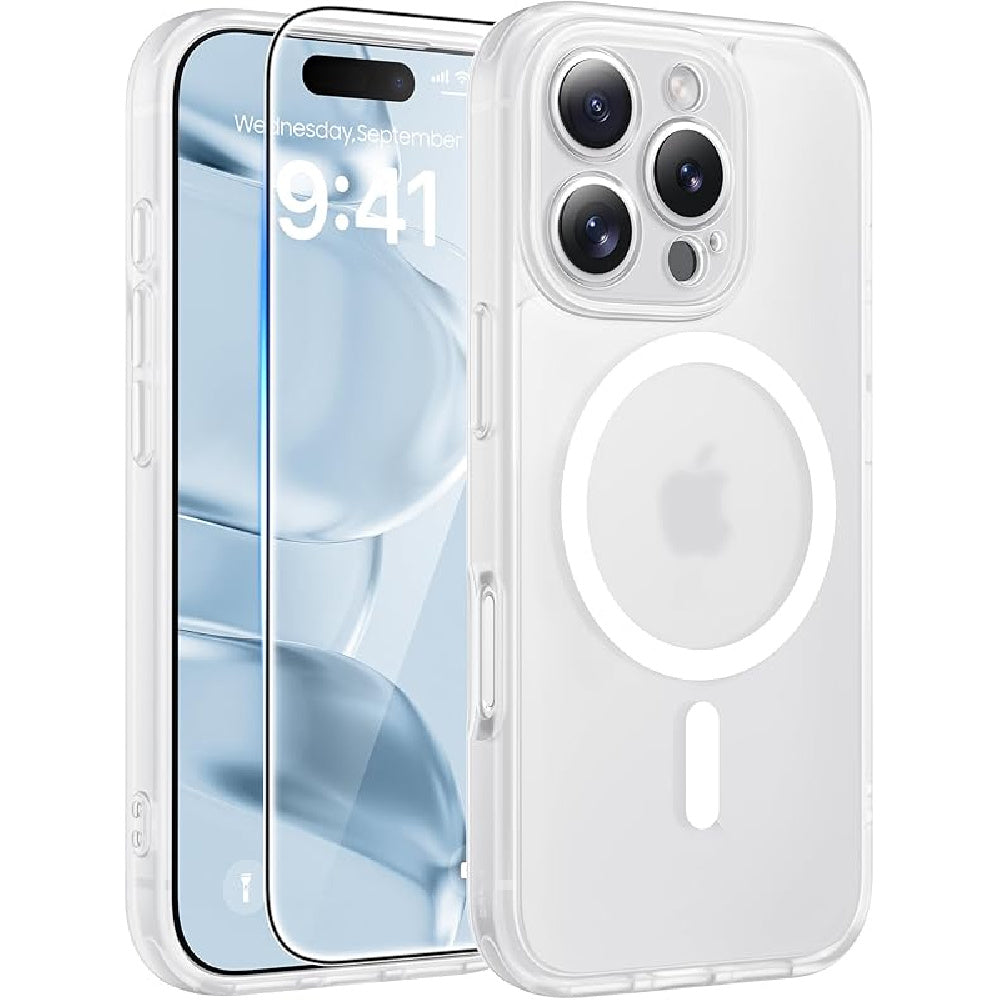 Ameigas Magnetic Translucent Matte Protective Phone Case with Camera Guard