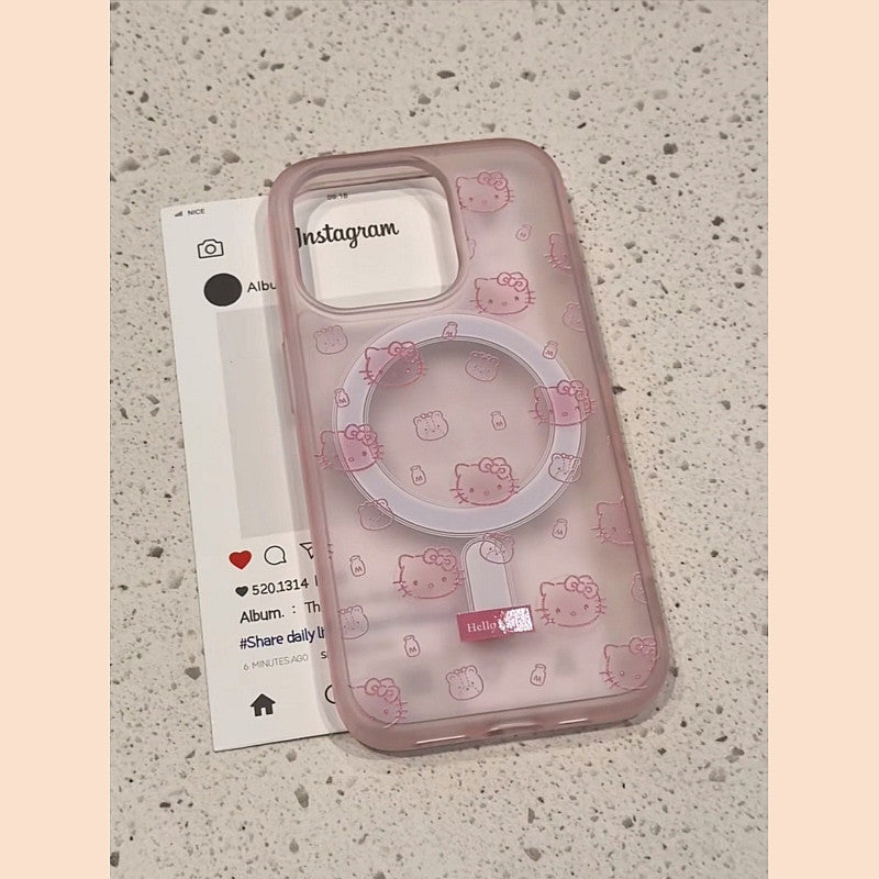 Ameigas Pink Cat Galaxy Acrylic Magnetic Stand Protective Case