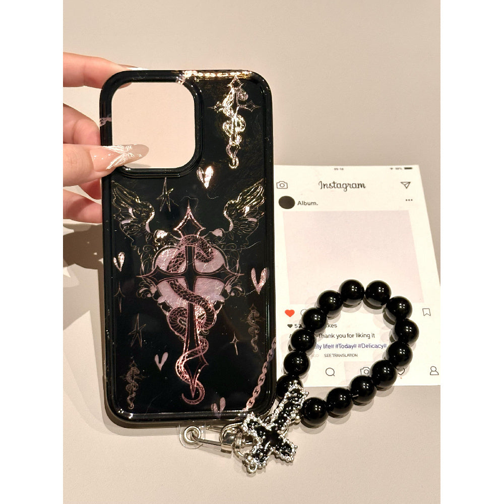 Ameigas Gothic Hollow-Out Case - Intricate Heart, Wings & Serpent Design with Dual-Layer Protection
