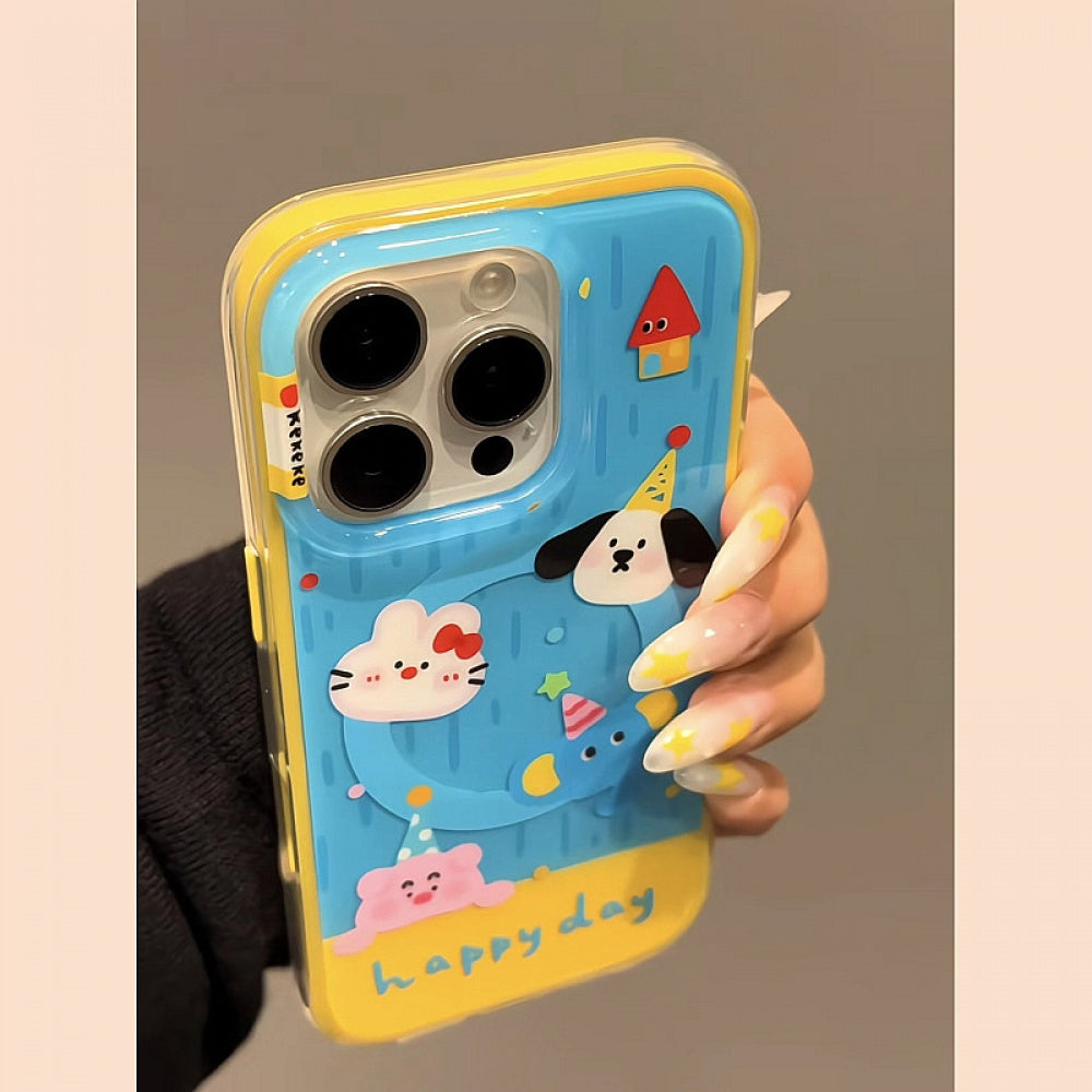 Ameigas Wobble Buddy Case - Bobbling Yellow Star Animal MagSafe Cover for iPhone