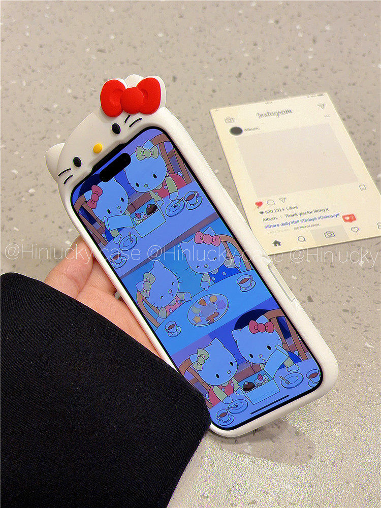 Ameigas Vintage Purr Case - Retro Cartoon Cat Silicone Cover for iPhone