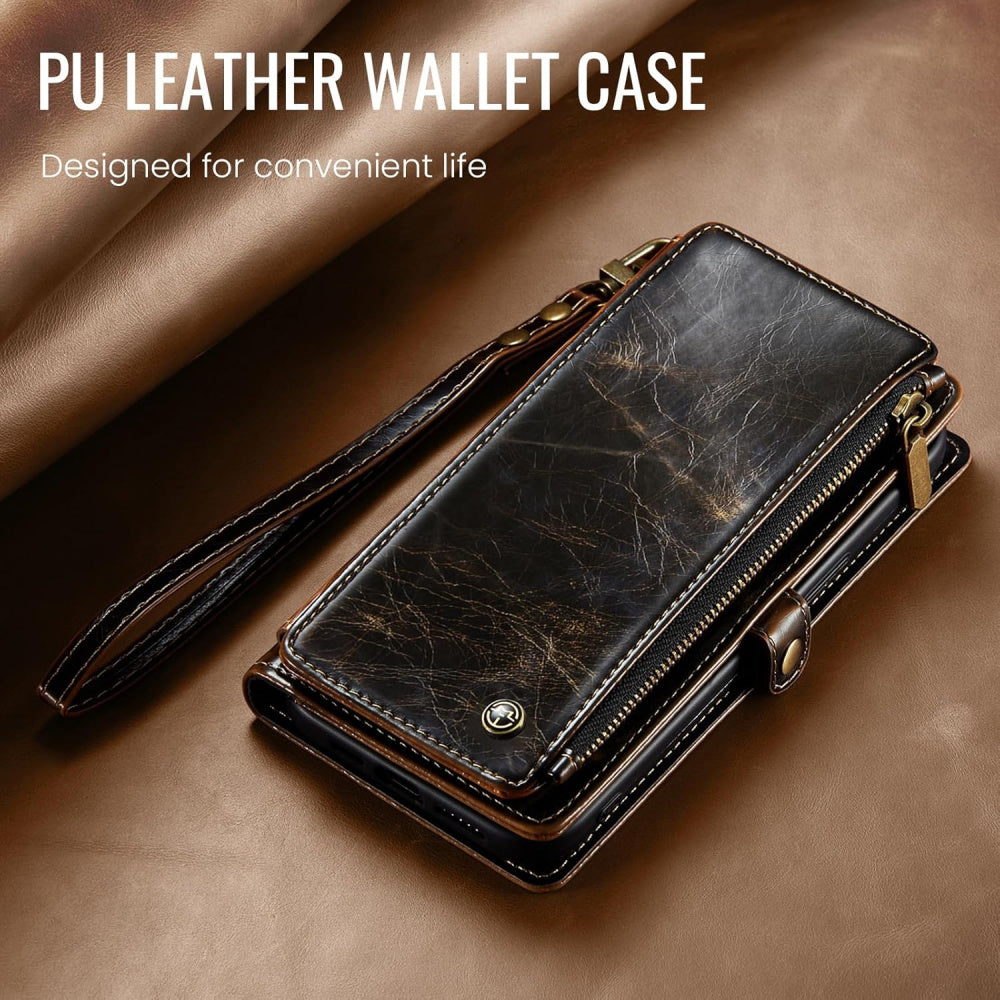 Ameigas RFID Blocking Zipper Wallet Phone Case with Magnetic Snap