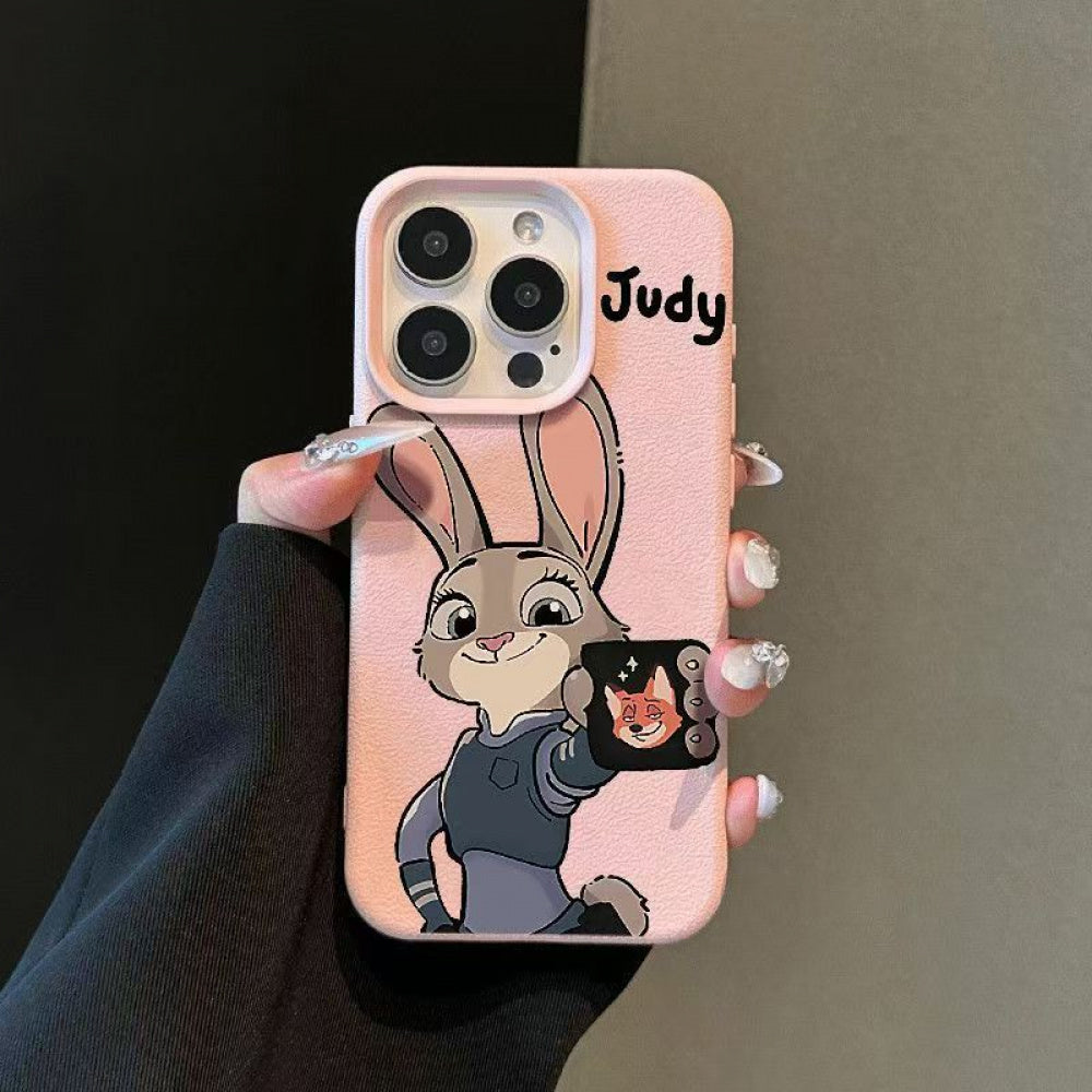 Ameigas Rabbit Police Officer Leather Phone Case with Lychee Pattern