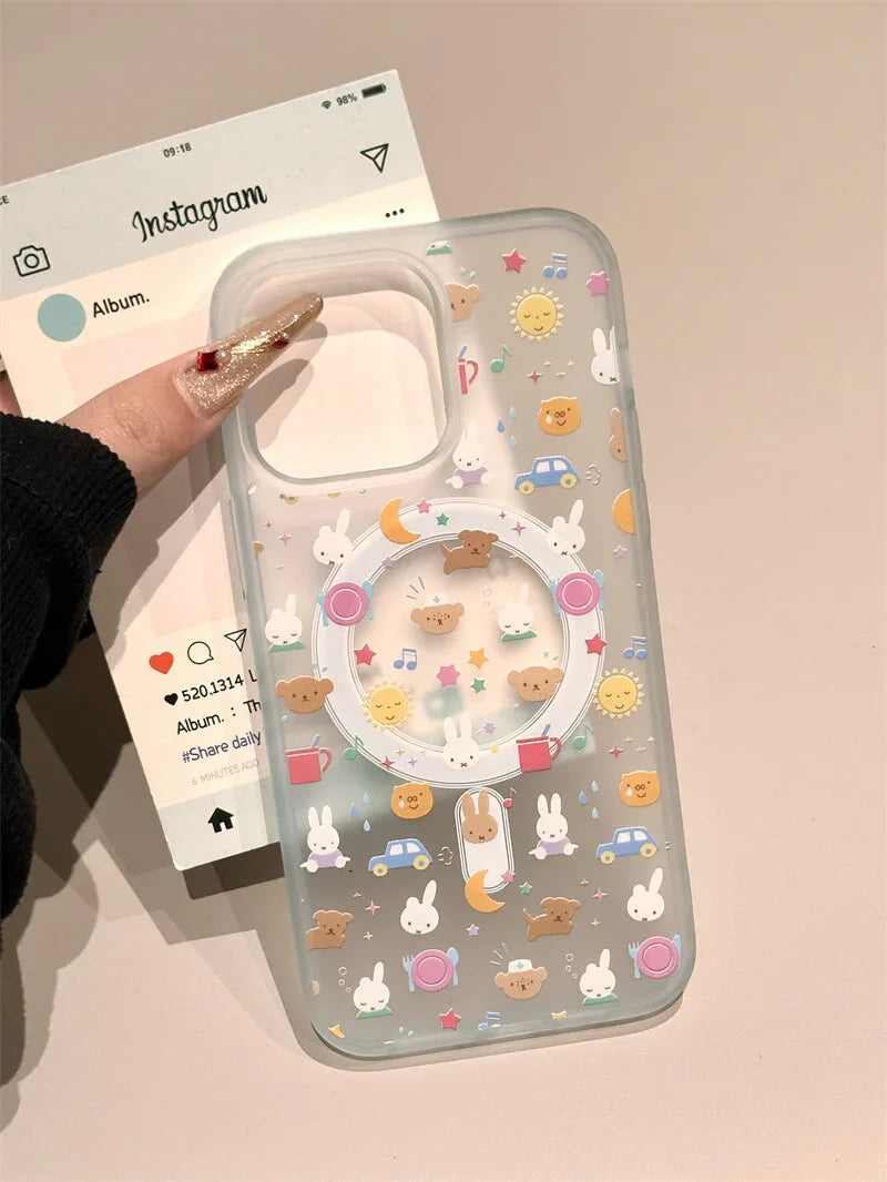 Ameigas Crystal Blue Miffy Case - Transparent Cute Rabbit Design with Magnetic Full-Body Protection - Ameigas