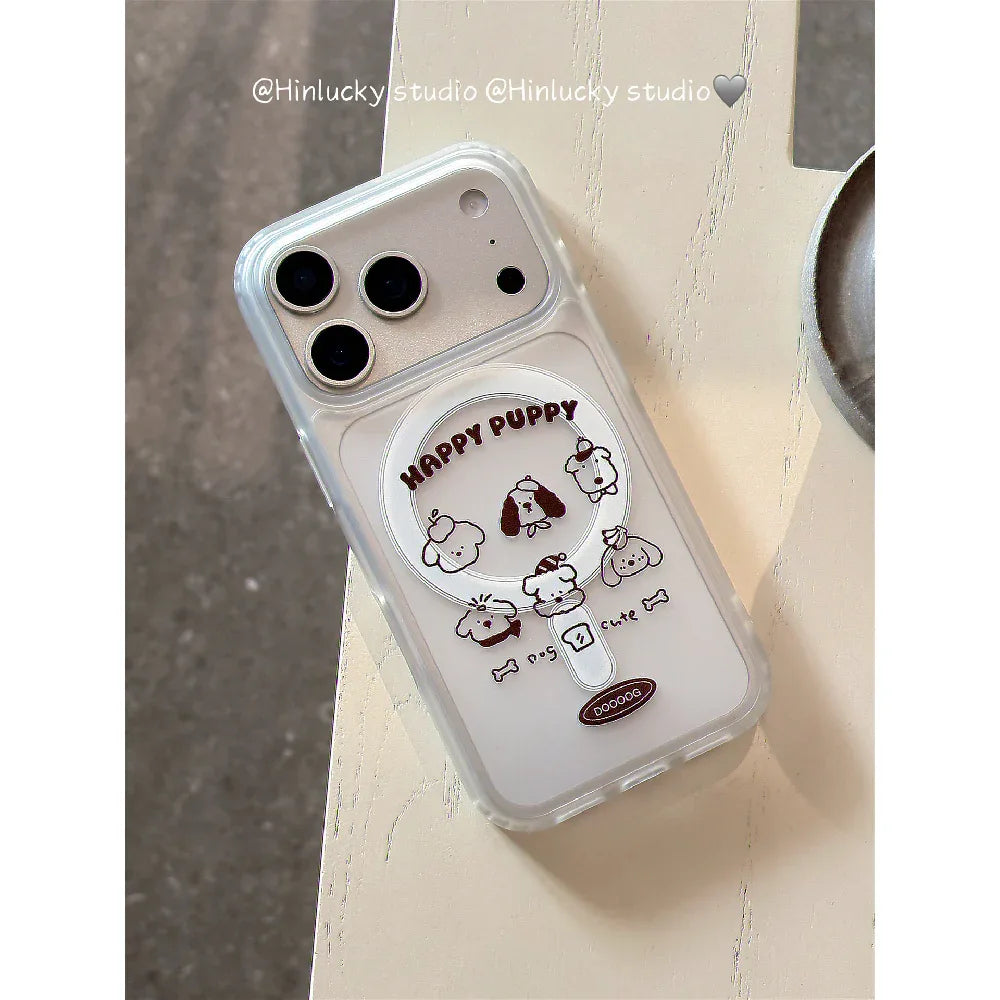 Ameigas Cute Line Art Puppy Frosted MagSafe Stand Case - Ameigas