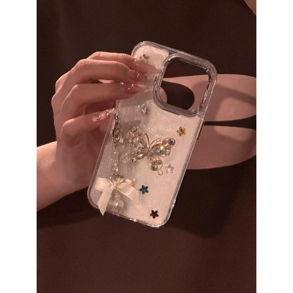 Ameigas Crystal Butterfly Case - Glittering Rhinestone & Resin Art with Full Protection - Ameigas