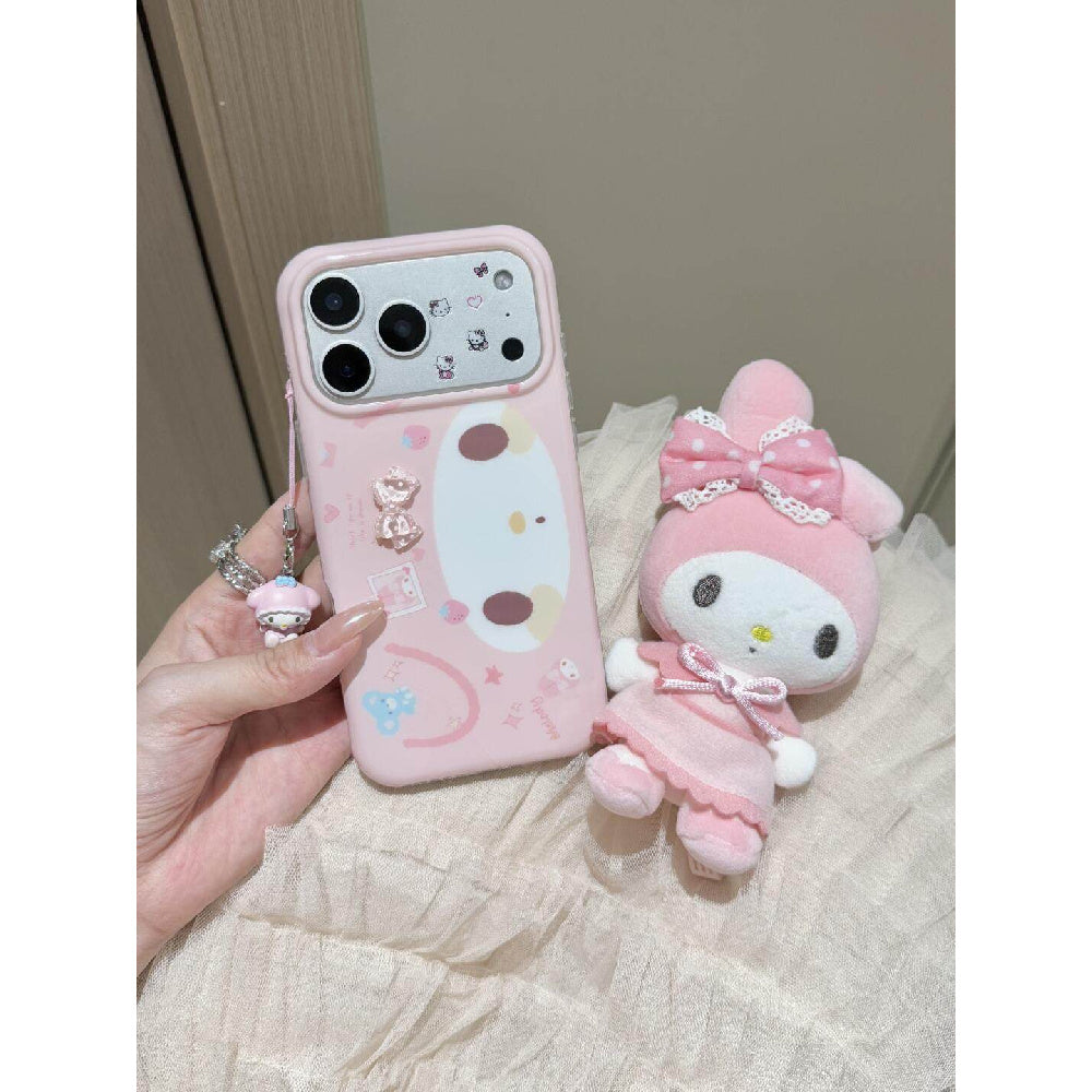 Ameigas My Melody Bow Case - Cartoon Pink with Double Hearts & Ribbon Design