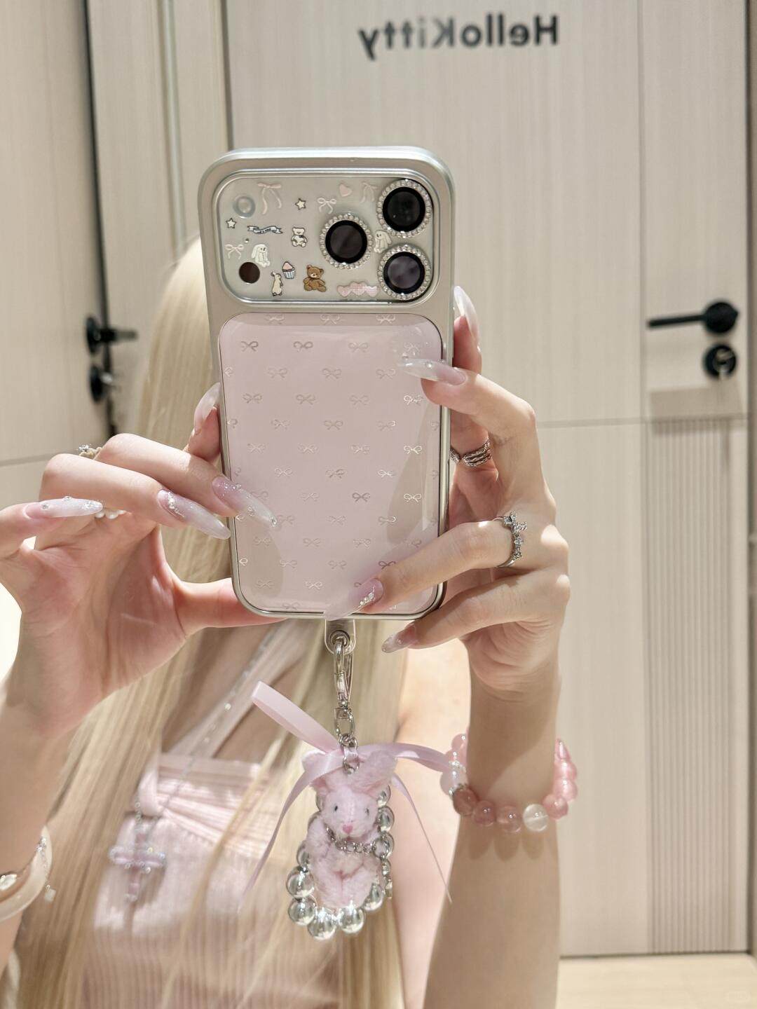 Ameigas Gentle Style Case - Soft Pink Bow Design with Detachable Wrist Strap