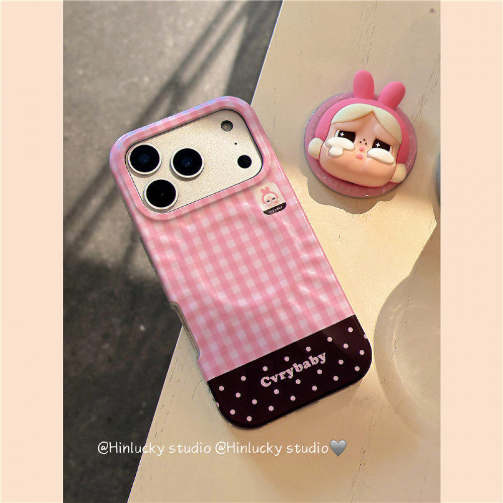 Ameigas Playful Cartoon Plaid Polka Chick & Bunny Magnetic Stand Phone Case