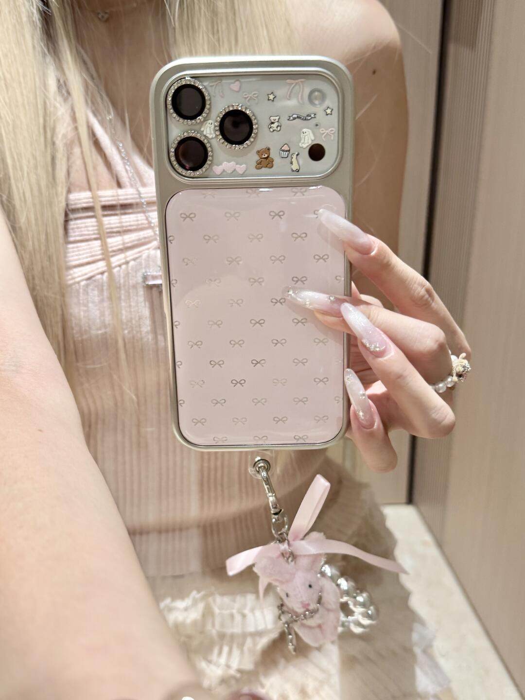 Ameigas Gentle Style Case - Soft Pink Bow Design with Detachable Wrist Strap