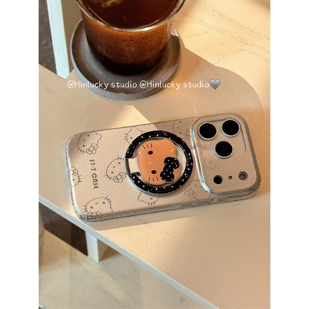 Ameigas Minimal Meow Case - Subdued Polka Dot Line Cat MagSafe Cover
