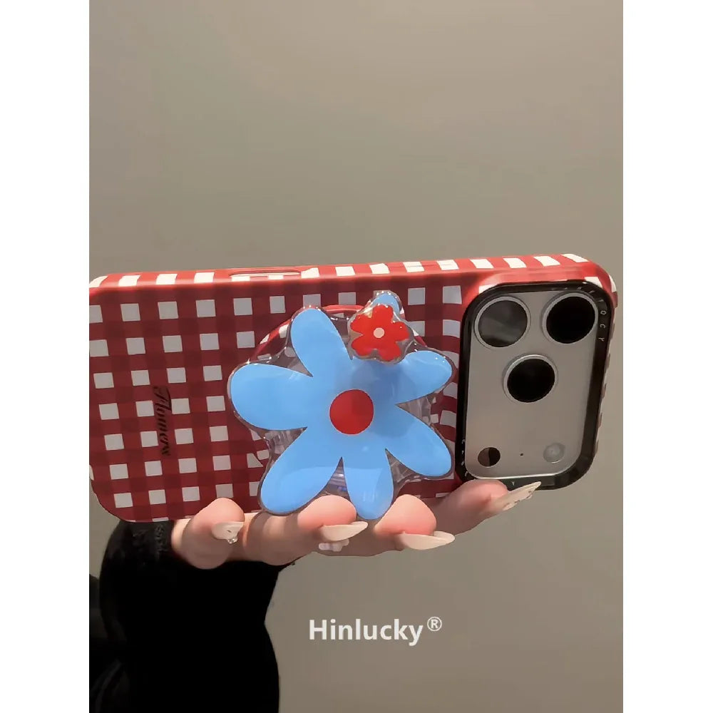 Ameigas Carnival Bloom Case - Spinning Gingham Flower MagSafe Cover - Ameigas