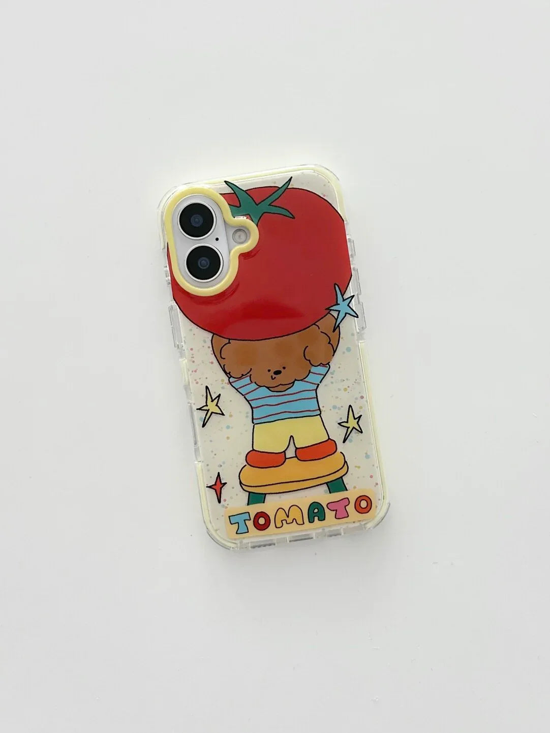 Ameigas Cartoon Case - Adorable Bear Holding Tomato Print with Full-Edge Protection - Ameigas