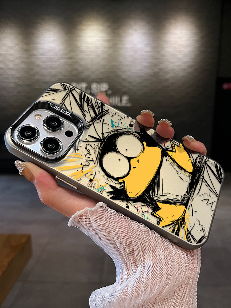 Ameigas Line Art Duck Cartoon Phone Case Soft Shockproof Cover