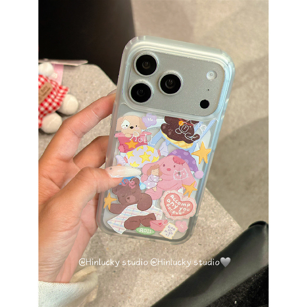 Ameigas Plush Buddy Stand Case - Japanese Korean Doll MagSafe Velvet Cover