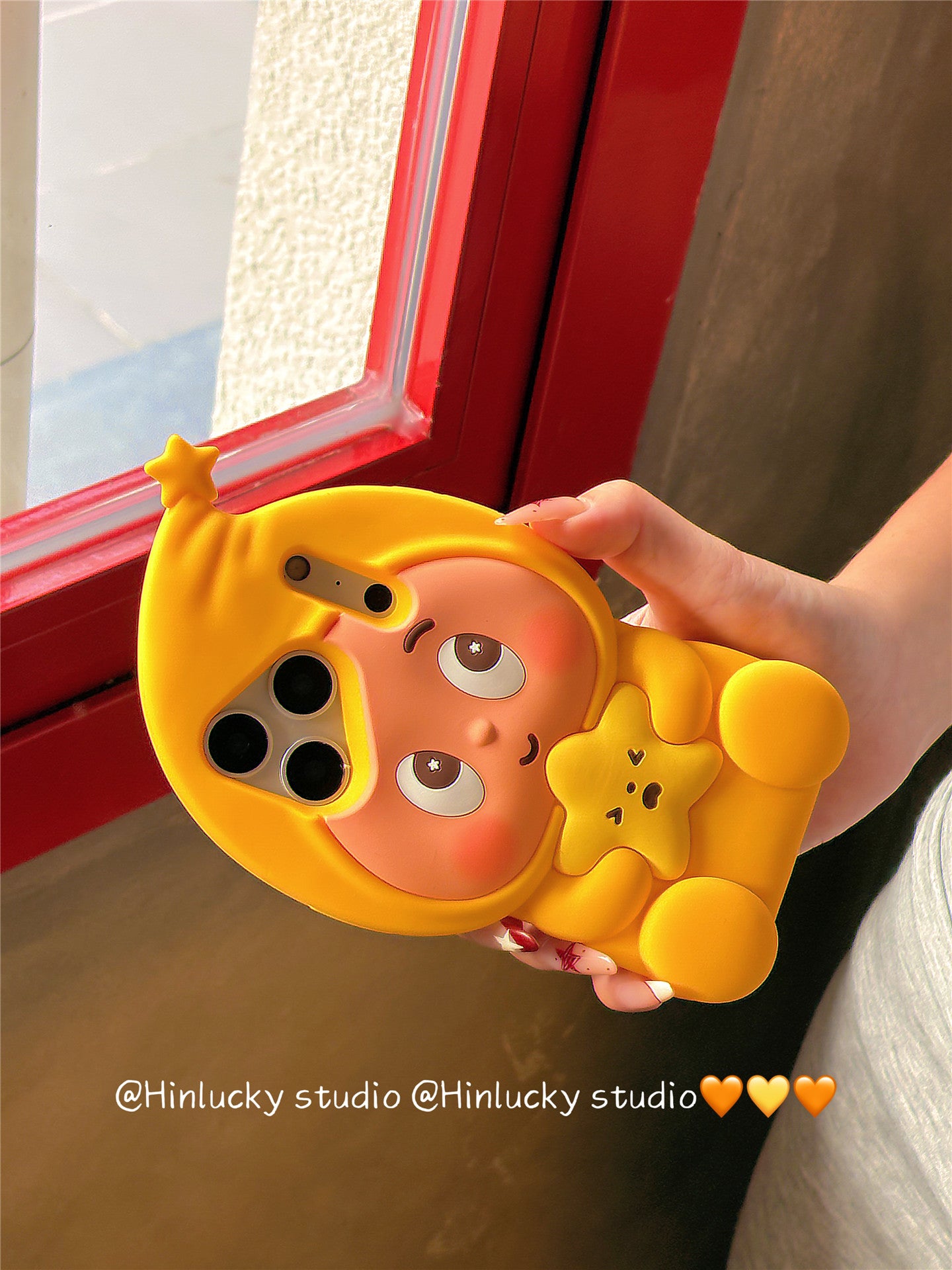Ameigas Sunny Starfolk Case - 3D Cartoon Yellow Star Character Silicone Cover for iPhone
